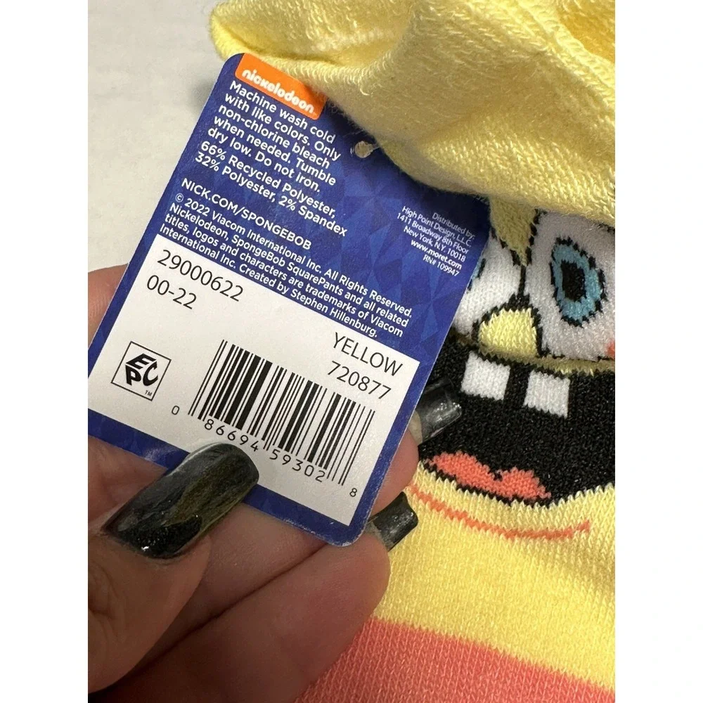 nickelodeon spongebob square pants 1‎ pair womens no show socks size 4-10